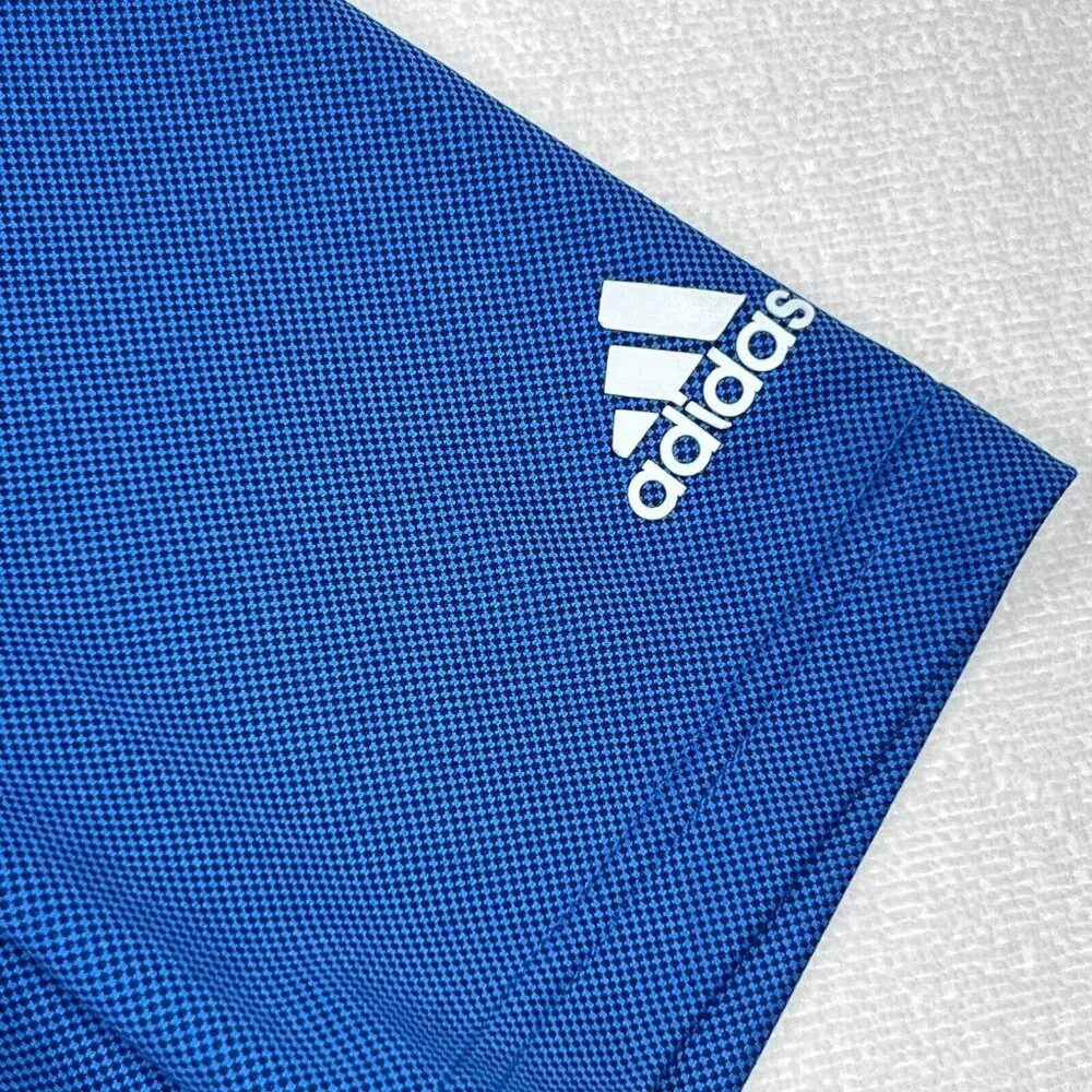 Adidas Men's LG Golf Performance Blue Polo Shirt Golf Tonal Check‎ UPF50